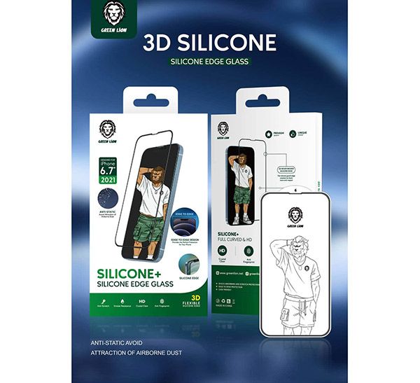 گلس آیفون 13 پرو مکس Green Lion 3D Silicone HD