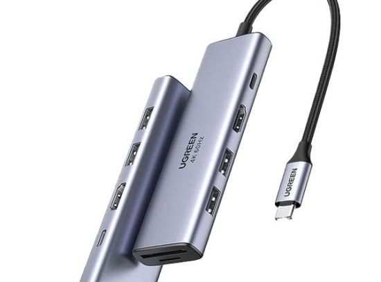 هاب مبدل یوگرین Type C to HDMI +USB 3.0*3 + SD/TF مدل CM195