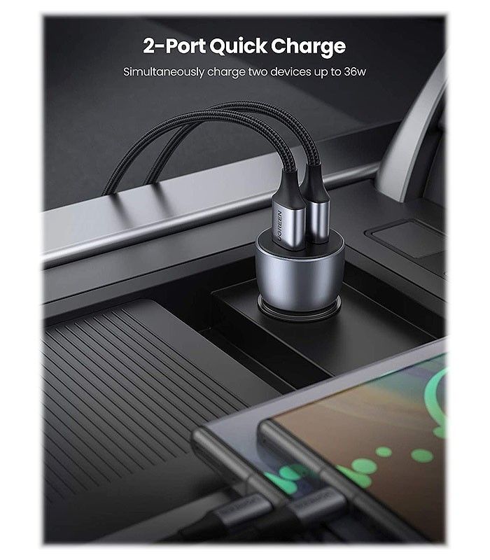 شارژر فندکی USB-A 36W یوگرین مدل CD213 کد 10144