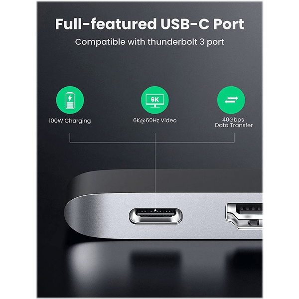 هاب مبدل یوگرین Dual USB-C To HDMI+3*USB 3.0 A+Type C مدل CM251 کد 60559