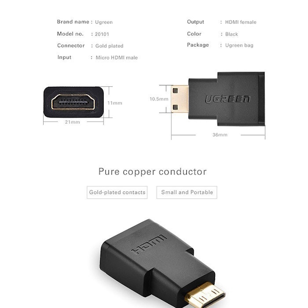 تبدیل Mini HDMI به HDMI یوگرین کد 20101