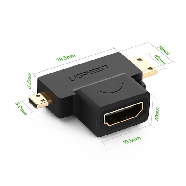 تبدیل Micro HDMI Male و Mini HDMI Male به HDMI Female یوگرین مدل HD129 کد 20144