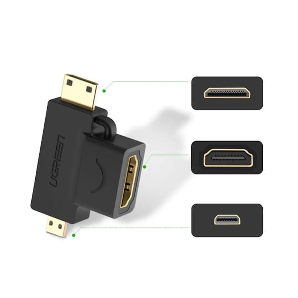 تبدیل Micro HDMI Male و Mini HDMI Male به HDMI Female یوگرین مدل HD129 کد 20144