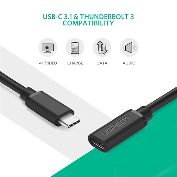 کابل افزایش طول USB-C یوگرین مدل ED008 کد 40574