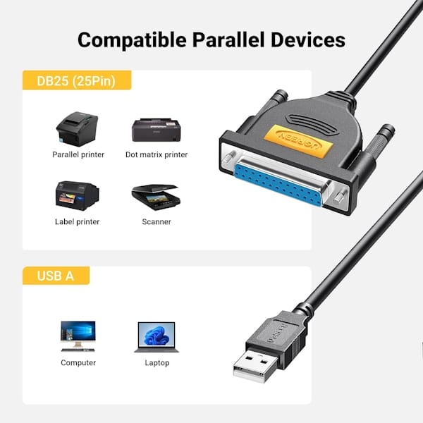 کابل USB2.0 به Paralell DB 25Pin (پرینتر) مدل US167 کد 20224