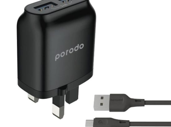 شارژر دیواری دو پورت USB-C پرودو مدل PD-0203MU2-BK