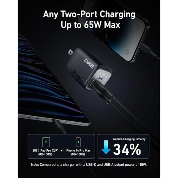 شارژر دیواری 67 وات با دو پورت USB-C و یک پورت USB-A انکر مدل ‌A2669